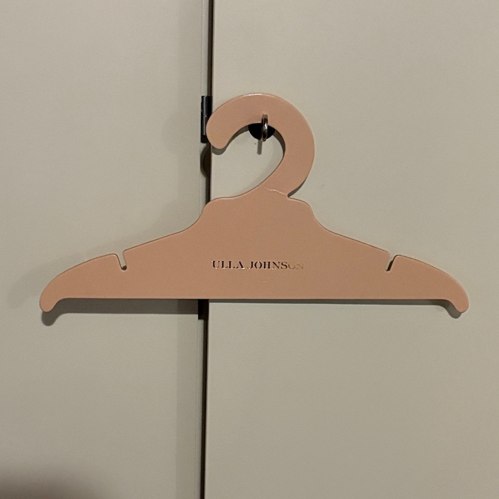 Ulla Johnson Cardboard Display Hanger - reversible, pink with gold lettering